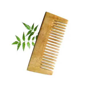 MICLAC Wooden Curly Hair Wide Tooth Comb 1PCS