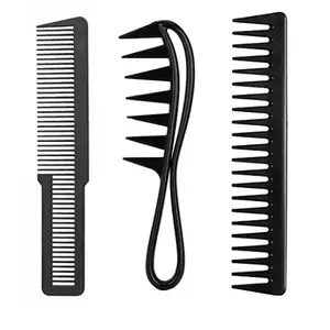 APTRIM Professional Multipurpose 3 types of different Hair Comb Set Hair brush for Hair Cutting and Styling for men & women (BLACK) = pack of 3