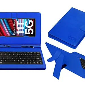 ACM Keyboard Case Compatible with Xiaomi Redmi Note 11t Mobile Flip Cover Stand Direct Plug & Play Device for Study & Gaming Blue