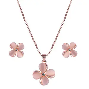 Silver Shine Dedicated Rose Gold Pendant Set For Women and Girl