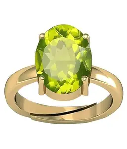VKG GEMS Certified (Special Quality) Unheated Untreated 7.25 Ratti 6.22 Carat Ceylone Natural Green Peridot Adjustable Ring Gemstone by Lab Certified(J1)