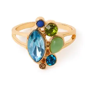 Accessorize London Women's Blue Gem Cluster Ring Blue (Large)