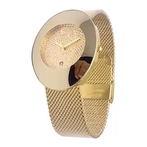 Men's Gold-Tone Oval Watch, Mesh Bracelet, Date Window, 38mm Dome Sapphire Crystal, 30M Water Resistant