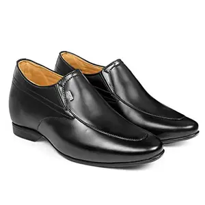 YUVRATO BAXI Men's 3.5 Inch Hidden Height Increasing Patent Material with Black Casual Formal Slipon, Outdoor Shoes.- 5 UK