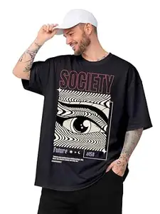 ENCIGER Men Oversized T-Shirt Cotton Drop Shoulder Loose Fit Graphic Printed Casual Streetwear T Shirt