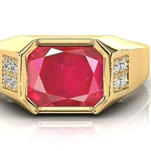 MBVGEMS Natural Ruby RING 9.50 Ratti Certified Handcrafted Finger Ring With Beautifull Stone manik RING Gold Plated for Men and Women