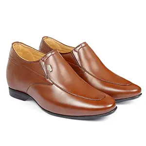 YUVRATO BAXI Men's Brown Faux Leather Material 9 cm (3.5 Inch) Height Increasing Formal Dress Derby Lace-Up Shoes