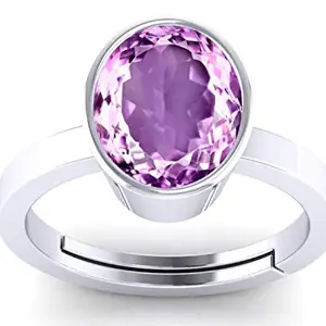 LMDPRAJAPATIS GEMS 2.00 Carat Amethyst Silver Plated Ring Katela Ring Original Certified Purple Natural Jamuniya stone Ring Astrological Adjustable Ring