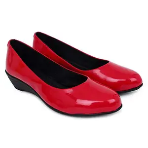Kairo D Latest Collection | Comfortable Stylish Solid Wedge Heel Slip-On Bellies & Ballerina for Women's & Girls (Red, numeric_6)