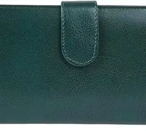 Classic World Women Evening/Party Green Artificial Leather Wrist Wallet (10 Card Slots)
