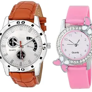 Grace Look Stylish Couple Watch for Women&Men(SR-021) AT-211(Pack of-2)