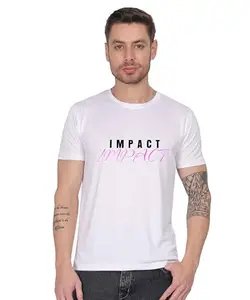 Impact Graphic Print T-Shirt, Cotton, Round Neck, Short Sleeve White