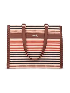 ZOUK Boardroom Office Bag for Women | Big Size Business Tote | Laptop Up to 14 Inch | Water-Resistant | Stylish Handbag for Work & Travel | Qutub Stripes