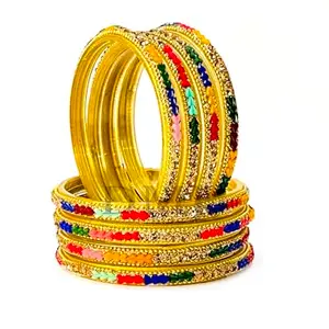 DMJ Premium Multicolour Bangles Set For Women & Girls | Fancy Women's Bangles | Stylish Bangles | Daily use, Office, Party, Wedding Bangles (12, 2.6)