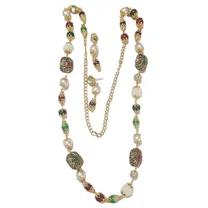 Level up point -MULTICOLOR LONG KUNDAN WITH UNIQUE BEADS Statement Necklace Earring For Women and girls design any occasion (LONG)