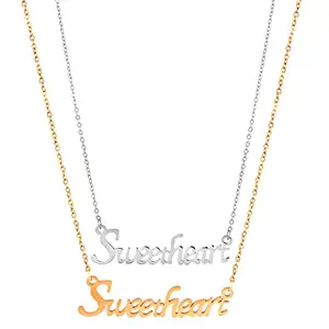 Fashion Frill Valentine Special Sweetheart Pendant Necklace Couple Gift 2 Combo Chain Necklace For For Women Fashion Jewellery