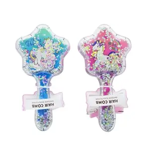 Glitter Unicorn Hair Care Brush - 3D Detangler for Kids with Cushion & Massage Features