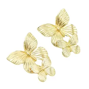 Yu Fashions Dual Butterfly High Fashion Earrings