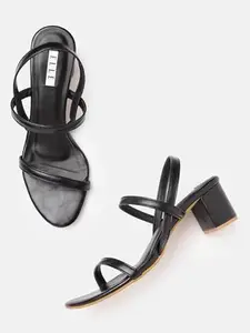 ELLE Women's Black Block Heel Sandal