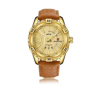 NAVIFORCE Casual Analogue Men's Watch(Golden Dial Gold Colored Strap)-NF-9117GG