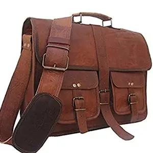 Znt bags,15 Inch Vintage Handmade Leather Messenger Bag for Laptop Briefcase Best Computer Satchel School Distressed Bag