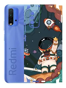 AtOdds - Redmi 9 Power Mobile Back Skin Rear Screen Guard Protector Film Wrap (Coverage - Back+Camera+Sides) (Space)
