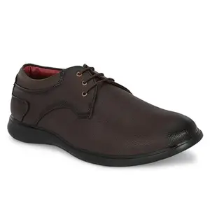 B- BOK Faux Leather Formal Shoes for Men Derby Padded with Inner Leather Material and TPR Sole-Size: 9 UK Brown