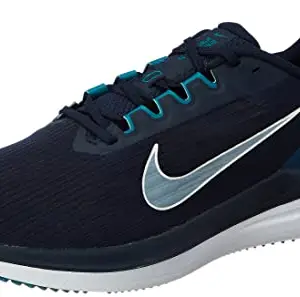 Nike Mens Air Winflo 9 Obsidian/Barely Green-Valerian Blue Running Shoe - 10 UK (11 US) (DD6203-401)