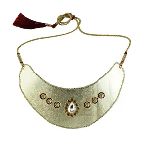 MAYA FASHION Multi Colour Kundun Stud Velvet Necklace Elegant Necklace for Girls & Women | Wedding | Festival All Occasions (Sku-nec6146)