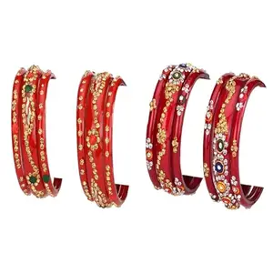 Somil Combo Bangle Set For Women | Traditional Daily Bangles | Perfect For Parties & Functions, Pack Of 12, Red, Red -E365