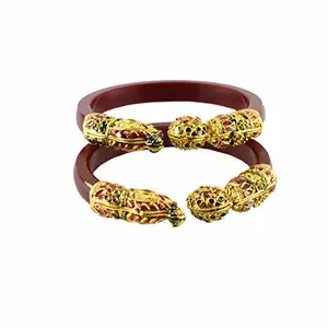 MAYA FASHION Red Gold Platted Acrylic-Brass Bangle With Very Extra Large Size Exquisite Plus Size Bangle