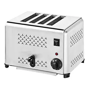 Andrew James Stainless Steel Food Grade 1800 W Commercial 4 Slice Toaster - 1 Year Warranty