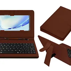ACM Keyboard Case Compatible with Vivo V27 Mobile Flip Cover Stand Direct Plug & Play Device for Study & Gaming Brown