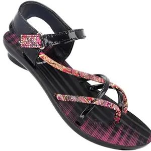 WALKAROO WL7775 Womens Fashion Sandals for Casual Wear and Regular use - Black Pink