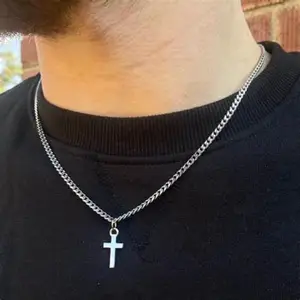 Pine Pearls Style Religious Lord Jesus Crusifix Cross Silver Stainless Steel Pendant Necklace Chain For Men And Women