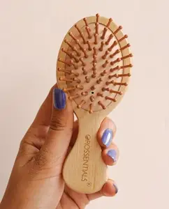 OROSSENTIALS Bamboo Hair Brush with bamboo bristles | Wooden Hair Unisex | Wooden Brush for Hair Small Hairbrush for Women | Paddle Hair Brush Paddle Brush for Women Travel Friendly