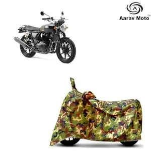 Aarav Moto Dust & Waterproof Bike Body Cover for bullat with Double Mirror Pocket jungal Green (4x4 Matty) (Royal Enfield Interceptor)