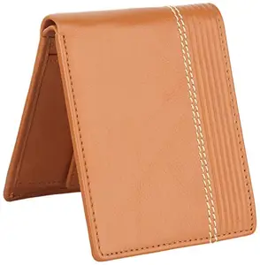Men Brown Genuine Leather RFID Wallet 3 Card Slot 2 Note Compartment