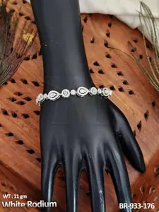 Little Charm's ~ White Rhodium Bracelet with Diamonds| Women's Gift | Artifical Jewellery| Girl's Imitation set| 1 Set | Made in India