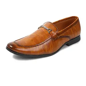 MUTAQINOTI Men's Slip ons Formal Shoes Tan Handcrafted Tough Vegan Leather Stylish Shoes for Men (in_MCABTN) - 6UK