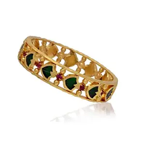 RFJ Gold-plated Brass and Ruby Bangle for Women (Gold)