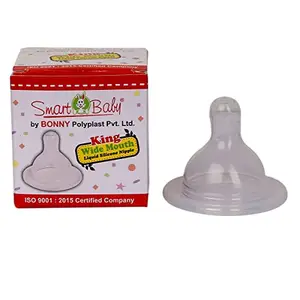 Smart Baby Wide Mouth Silicone Nipple for Feeding Bottles (Set of 4)