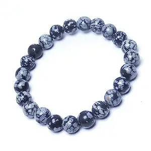 Sparrow Industry Natural Snowflake Obsidian Bracelet Round Shape Bracelet Bead Stone Bracelet