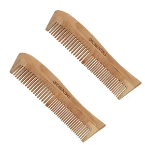 OROSSENTIALS Wooden Comb Set 2 in one Wooden Comb | Hair Growth, Hairfall, Dandruff Control | Hair Straightening, Frizz Control | Comb for Men, Women