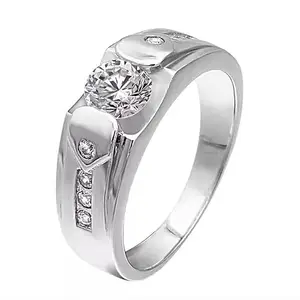 Lila Jewellery Solitaire Ring for Girls & Boys Mens & Women American diamond AD CZ stone thumb Band Stylish Proposal Adjustable Finger Ring (BZR_HC300-M-Ring-5013-Silver(M:04))