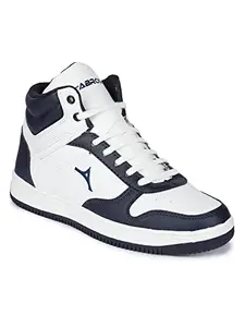 ABROS Track-1 Sports Shoes for Men Running Shoes Comfortable Ligthweight Breathability Memory Foam Insole Casual Shoes for Mens(White/Navy 9)