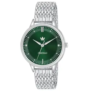 CRESTELLO Stainless Steel Chain Analog Wrist Watch for Women (Green Dial) | CR-L154-GRN-CH
