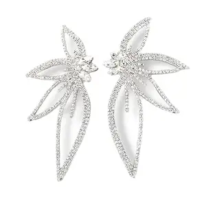 RUVEE Archangel Wings Ear Cuff EarLobe Metallic Plated Earrings for your Valentine for Women & Girls (Platinum)
