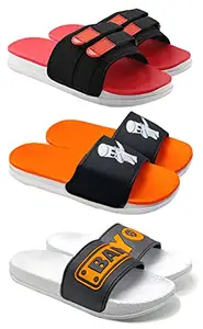Axter Multicolor Men's Casual Stylish Slides Slippers 7 UK (Set of 3 Pair) (3)-1703-9243-1704