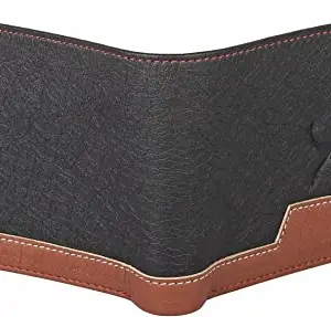 WILD EDGE Men's Leather Wallet - Men Black-Brown Solid and Minimal Design Two Fold Artificial Leather Wallet (Pack of 1)